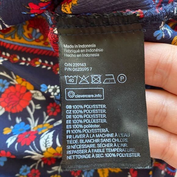 H&M Paisley Peplum Ruffle Long Sleeve Blouse - Size 14 - Picture 6 of 7